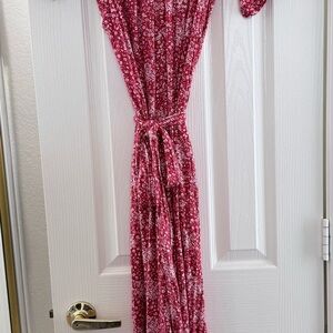 Latched Mama Red Floral Maxi Romper
